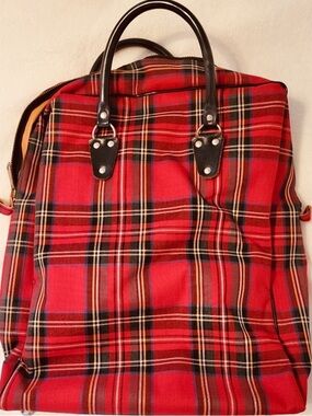 Vintage Scottish Red Plaid Canvas structured Bag